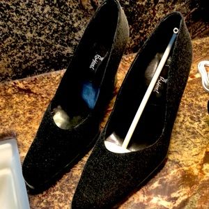 Gray suede high heels